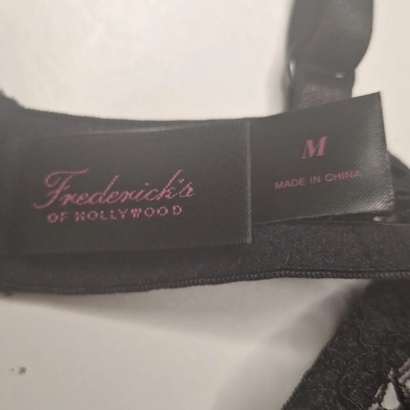Fredrick's of Hollywood stretch velvet side  lace panels underwire bralette SZ M - Picture 7 of 9